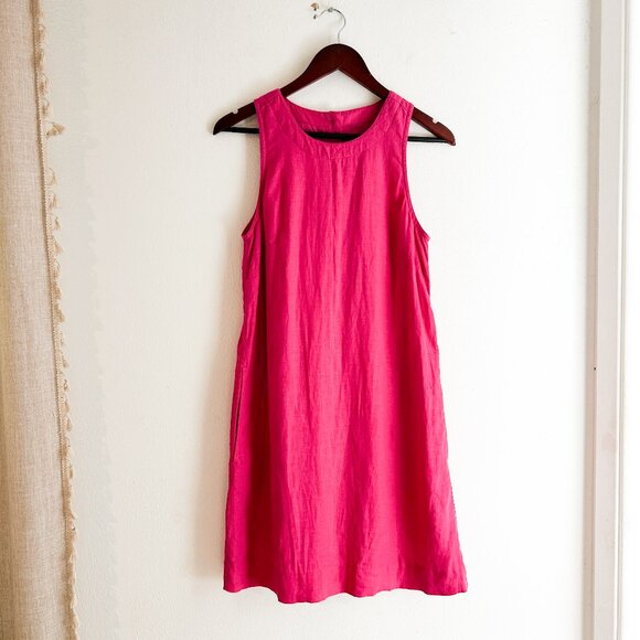 J. CREW Maxine Button Back Linen Shift Dress in Magenta/Pink - Picture 3 of 7